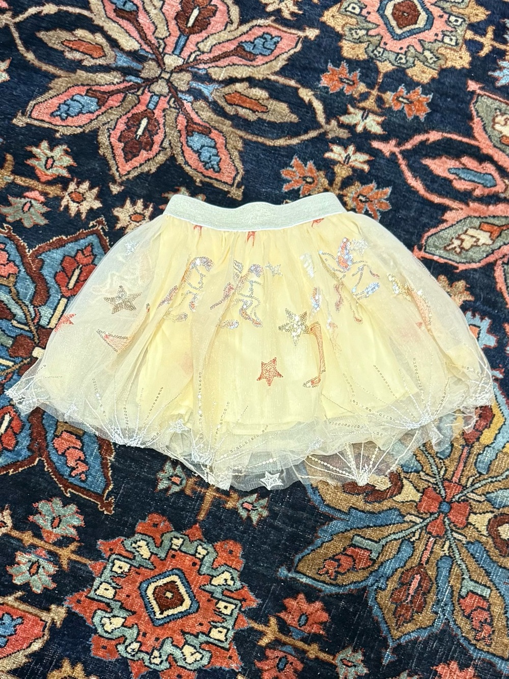 Lola + The Boys Pale Yellow Star Tulle Skirt
